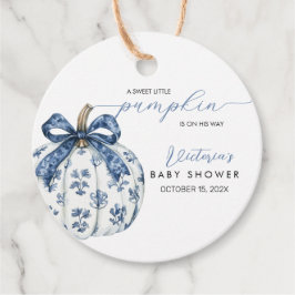 Little Pumpkin on the Way Boy Baby Shower Toile Bedankjes Labels