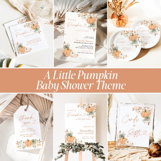 Little Pumpkin On The Way Fall Baby Shower Papieren Bordje