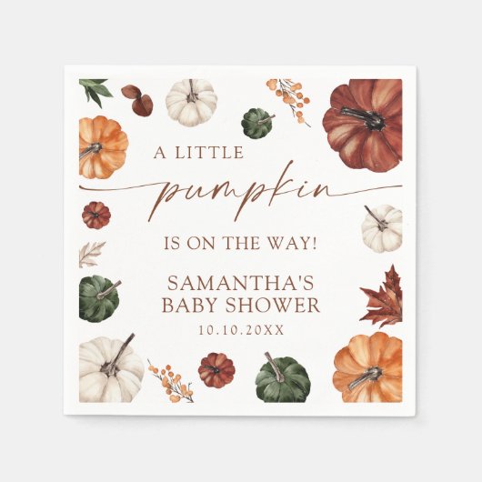 Little Pumpkin On The Way Fall Baby Shower Servet (Voorkant)
