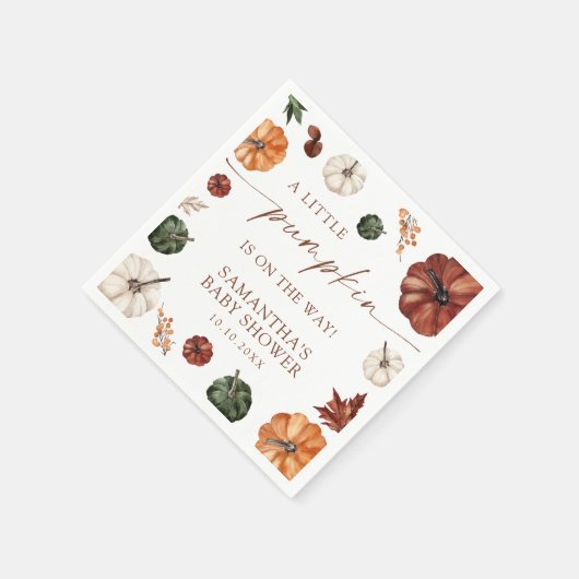 Little Pumpkin On The Way Fall Baby Shower Servet (Hoek)