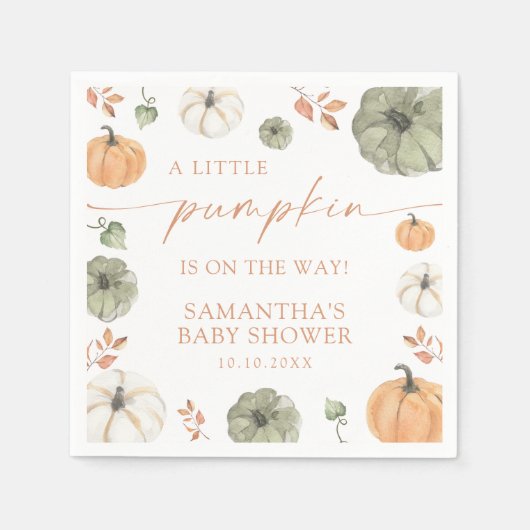 Little Pumpkin On The Way Fall Baby Shower Servet (Voorkant)
