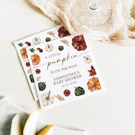 Little Pumpkin On The Way Fall Baby Shower Servet