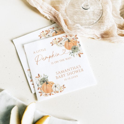 Little Pumpkin On The Way Fall Baby Shower Servet