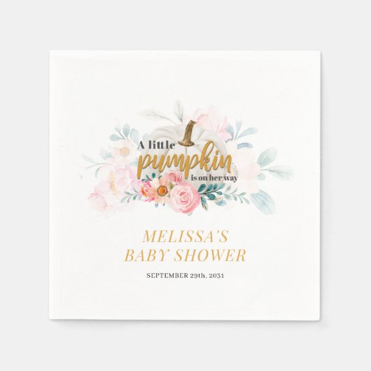 Little Pumpkin on the Way Herfst Girls Baby shower Servet (Voorkant)