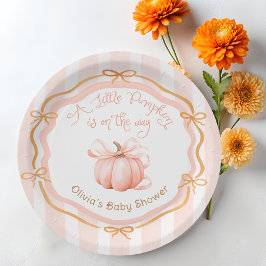 Little Pumpkin on the Way Orange Baby Shower Papieren Bordje