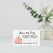 Little Pumpkin On The Way Pink Bow Baby shower Informatiekaartje (Staand voorkant)