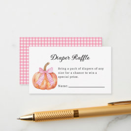 Little Pumpkin On The Way Pink Bow Baby shower Informatiekaartje