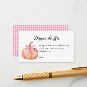 Little Pumpkin On The Way Pink Bow Baby shower Informatiekaartje