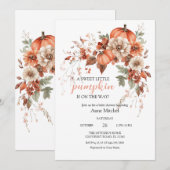 Little Pumpkin on the Way Pink Bow Baby shower Inv Kaart (Voorkant / Achterkant)