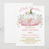 Little Pumpkin on the Way Pink Bow Baby Shower Kaart (Voorkant / Achterkant)