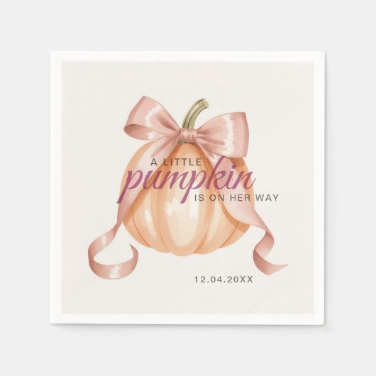 Little Pumpkin on the Way Pink Bow Baby Shower Servet (Voorkant)