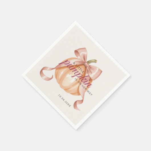 Little Pumpkin on the Way Pink Bow Baby Shower Servet (Hoek)