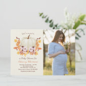 Little Pumpkin on Way Baby shower Foto Kaart (Staand voorkant)