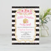 Little Pumpkin on Way, Baby shower Invitation Kaart (Staand voorkant)