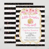 Little Pumpkin on Way, Baby shower Invitation Kaart (Voorkant / Achterkant)