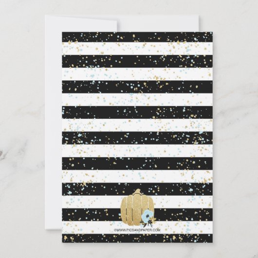 Little Pumpkin on Way - Blue and Gold-Boy Kaart (Achterkant)