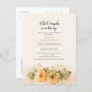 Little Pumpkin On-Way Herfst Baby shower Uitnodiging Briefkaart