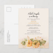 Little Pumpkin On-Way Herfst Baby shower Uitnodiging Briefkaart (Voorkant / Achterkant)
