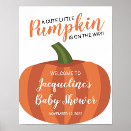 Little Pumpkin On Way Herfst Baby shower Welkom Poster