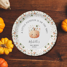 Little Pumpkin on Way Herfst Floral Baby shower Papieren Bordje