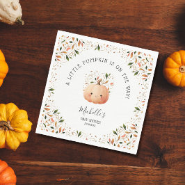 Little Pumpkin on Way Herfst Floral Baby shower Servet