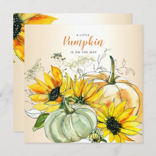 Little Pumpkin On-Way Waterverf Baby shower Kaart (Voorkant / Achterkant)