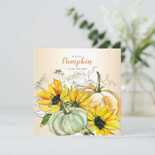 Little Pumpkin On-Way Waterverf Baby shower Kaart (Staand voorkant)