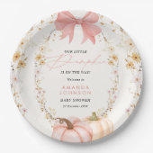 Little Pumpkin onderweg Herfst Oktober baby shower Papieren Bordje (Voorkant)