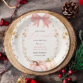 Little Pumpkin onderweg Herfst Oktober baby shower Papieren Bordje