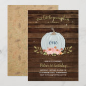 Little Pumpkin One 1st Birthday Party Boy Rustic Kaart (Voorkant / Achterkant)