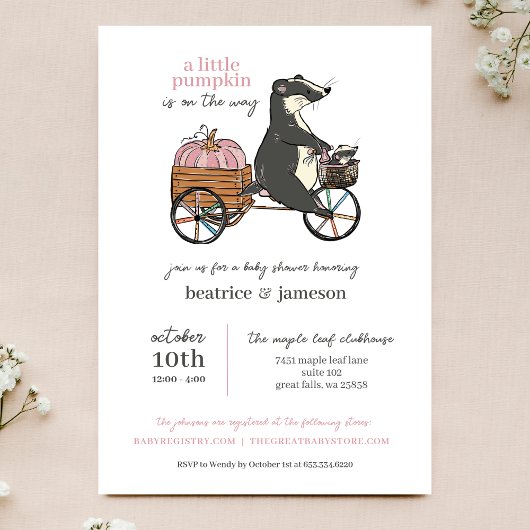 Little Pumpkin op de weg koppels meisje Baby showe Kaart