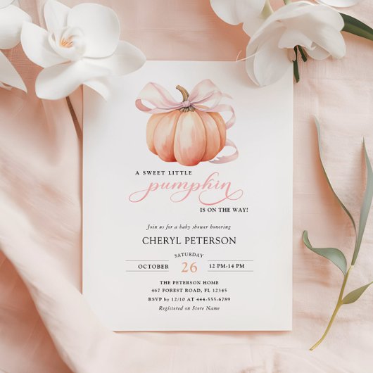 Little Pumpkin op de weg Pink Bow Baby shower Kaart
