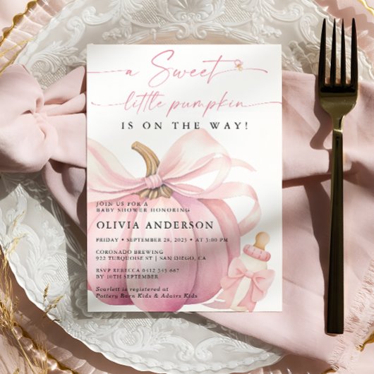 Little Pumpkin op de weg Pink Bow Baby shower Kaart