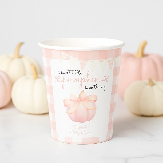 Little Pumpkin op de weg Pink Bow Baby shower Papieren Bekers