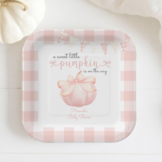 Little Pumpkin op de weg Pink Bow Baby shower Papieren Bordje