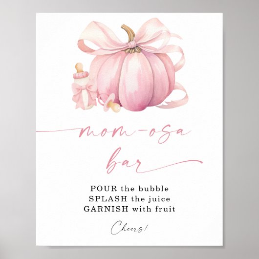 Little Pumpkin op de weg Pink Bow Baby shower Poster (Voorkant)
