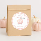 Little Pumpkin op de weg Pink Bow Baby shower Ronde Sticker