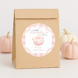 Little Pumpkin op de weg Pink Bow Baby shower Ronde Sticker