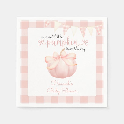 Little Pumpkin op de weg Pink Bow Baby shower Servet (Voorkant)