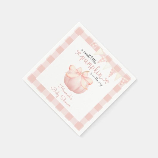 Little Pumpkin op de weg Pink Bow Baby shower Servet (Hoek)