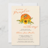 Little pumpkin orange boho fall floral baby shower kaart (Voorkant)