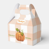 Little Pumpkin Oranje Gingham Bedankdoosjes (Voorkant Zijde)