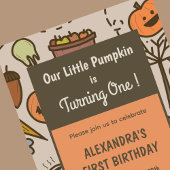 Little Pumpkin Oranje Herfst Halloween 1 jarig Kaart