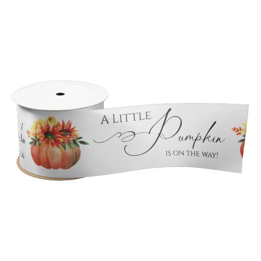 Little Pumpkin Oranje Herfst Rustic Baby shower Satijnen Lint (Spoel)