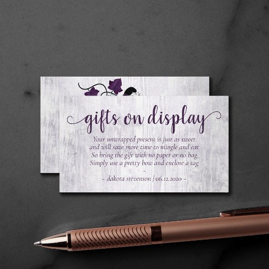 Little Pumpkin | Paars Floral Gift Display Poem Informatiekaartje