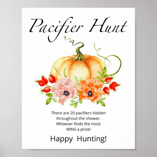 Little Pumpkin Pacifier Hunt Baby shower Game Poster (Voorkant)