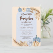 Little Pumpkin Pampas Grass Boho Boy Baby shower Kaart (Staand voorkant)