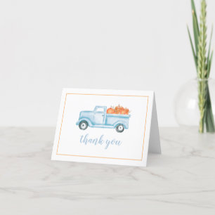 Little Pumpkin pastel blauwe truck eerste verjaard Bedankkaart