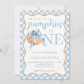 Little Pumpkin Pastel Blue Bow herfst 1e verjaarda Kaart (Voorkant)