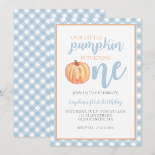 Little Pumpkin Pastel Blue Herfst Eerste Verjaarda Kaart